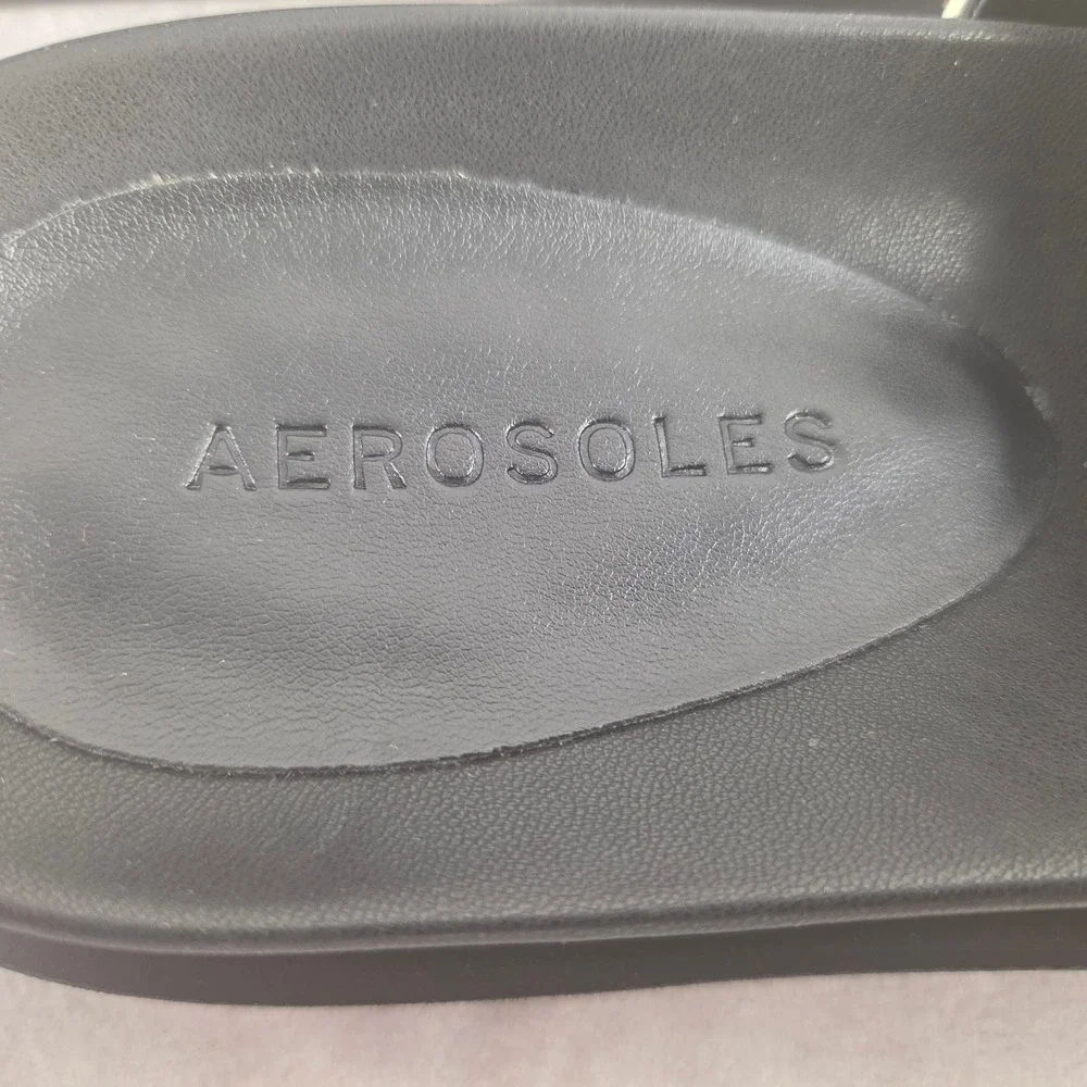 Aerosoles Louie Black White Snakeskin Platform Slide Sandals Womens 9 S2042